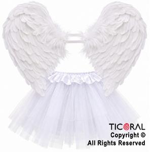 SET ALAS CON PLUMAS Y POLLERA BLANCO (9596A)